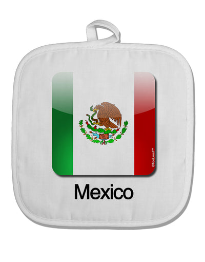 Mexican Flag App Icon - Text White Fabric Pot Holder Hot Pad by TooLoud-Pot Holder-TooLoud-White-Davson Sales