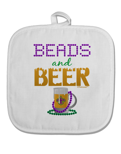 Beads And Beer White Fabric Pot Holder Hot Pad