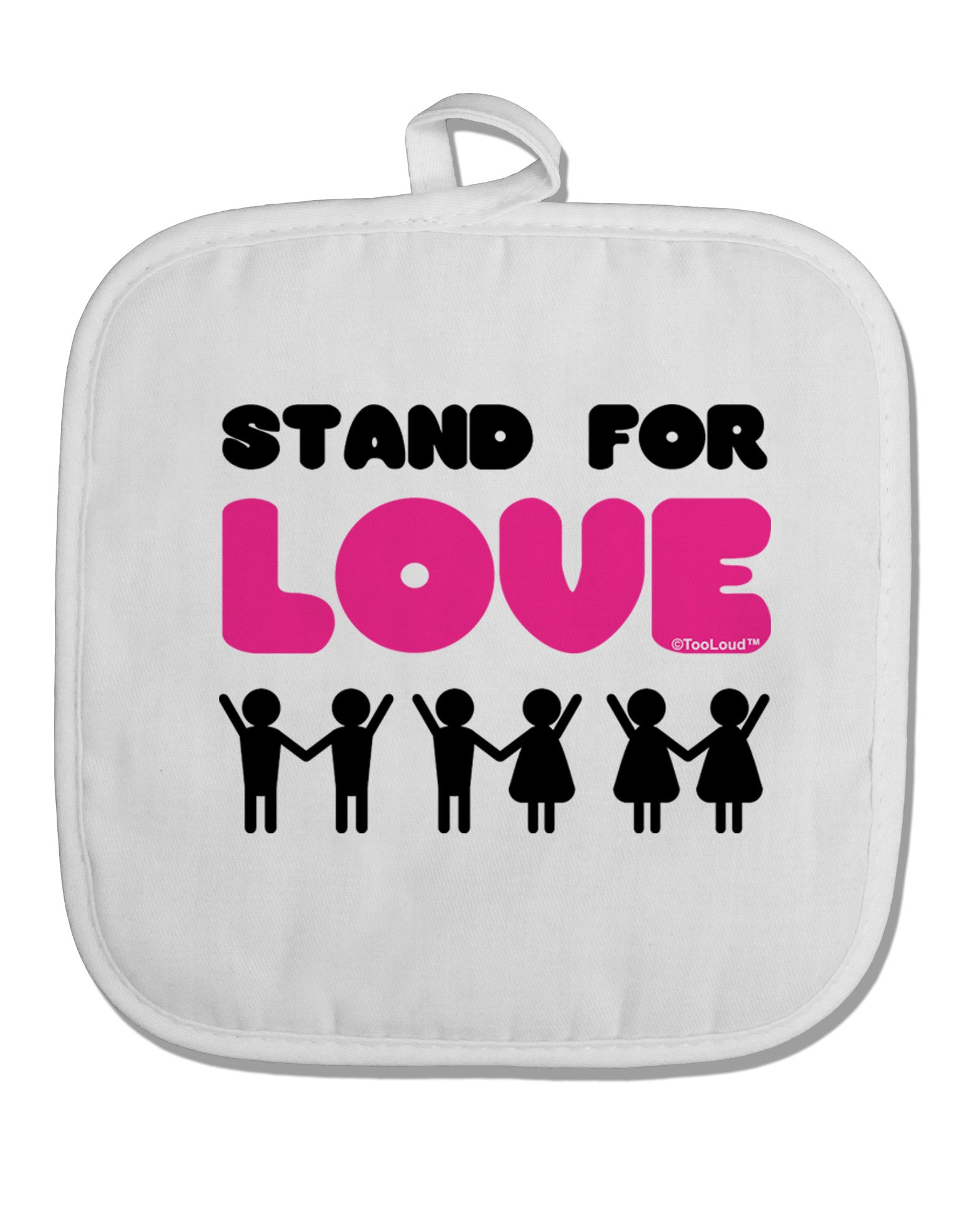 Stand For Love Pink White Fabric Pot Holder Hot Pad-Pot Holder-TooLoud-White-Davson Sales