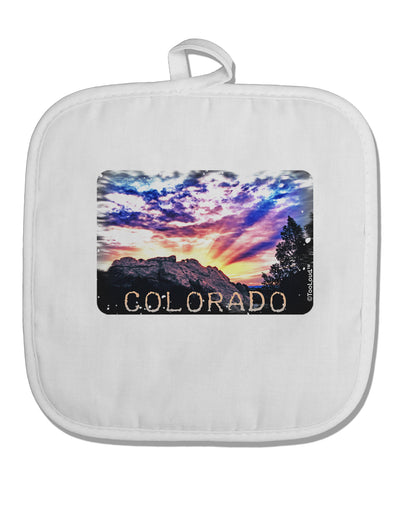 Colorado Rainbow Sunset Text White Fabric Pot Holder Hot Pad-Pot Holder-TooLoud-White-Davson Sales