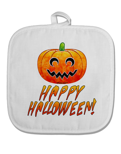 Jack-O-Lantern Watercolor Halloween White Fabric Pot Holder Hot Pad-Pot Holder-TooLoud-White-Davson Sales