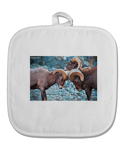 CO Bighorn Head Butt White Fabric Pot Holder Hot Pad-Pot Holder-TooLoud-White-Davson Sales