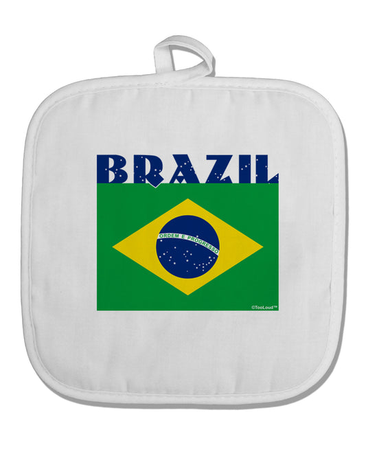 Brazil Flag White Fabric Pot Holder Hot Pad-Pot Holder-TooLoud-White-Davson Sales