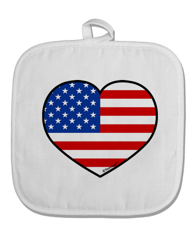 American Flag Heart Design White Fabric Pot Holder Hot Pad by TooLoud-Pot Holder-TooLoud-White-Davson Sales