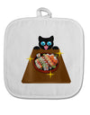 Anime Cat Loves Sushi White Fabric Pot Holder Hot Pad by TooLoud-Pot Holder-TooLoud-White-Davson Sales