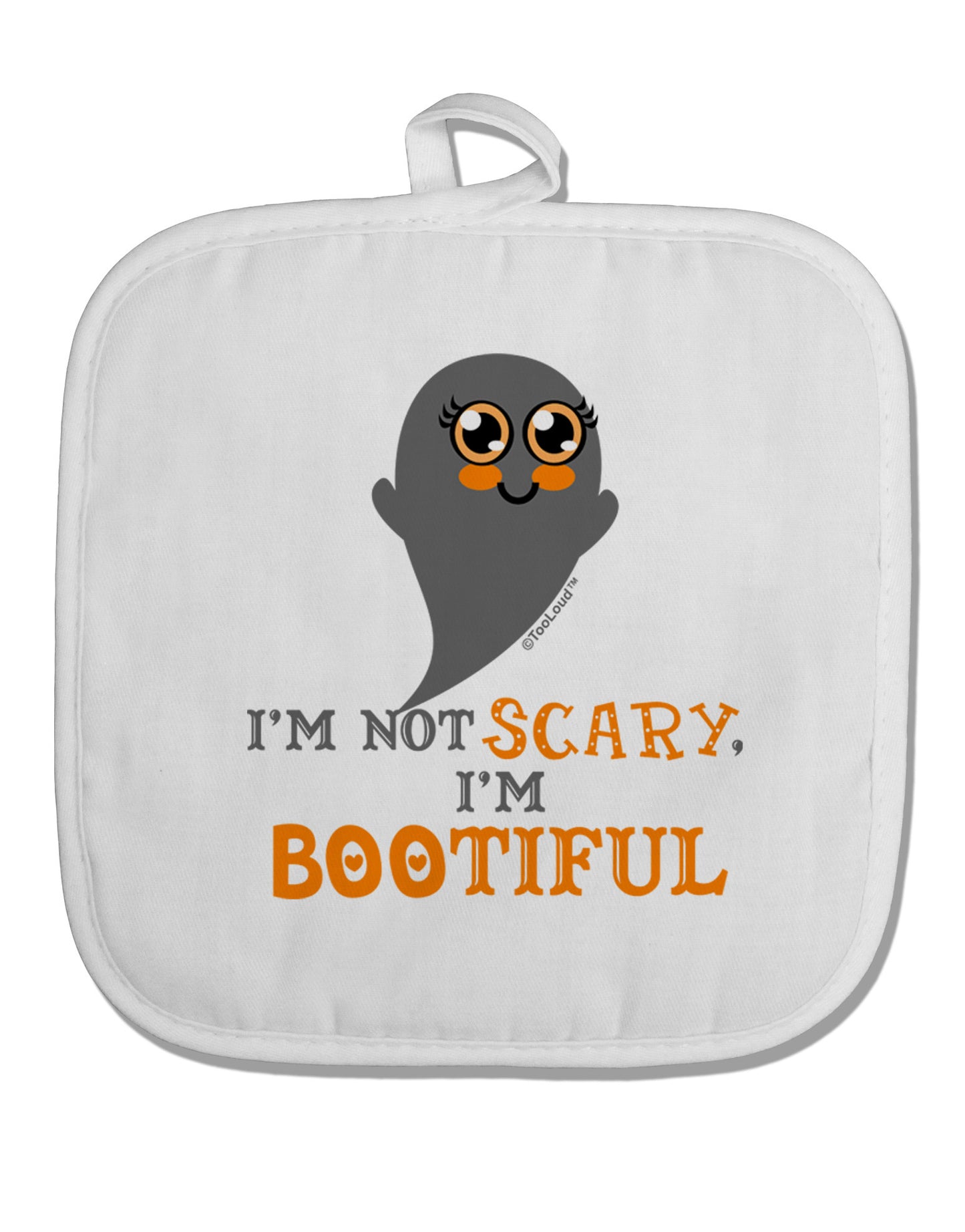 BOOtiful Ghost Orange White Fabric Pot Holder Hot Pad-Pot Holder-TooLoud-White-Davson Sales