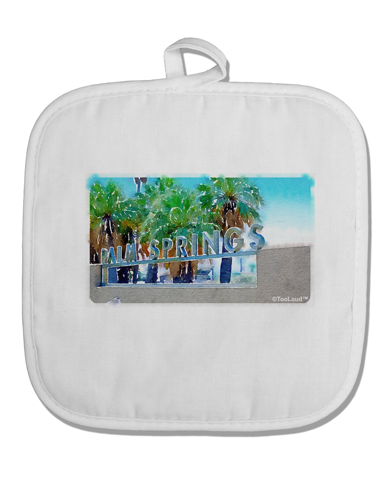 Palm Springs Watercolor White Fabric Pot Holder Hot Pad-Pot Holder-TooLoud-White-Davson Sales