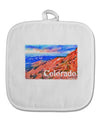 Colorado Mtn Sunset Soaked WaterColor White Fabric Pot Holder Hot Pad-Pot Holder-TooLoud-White-Davson Sales