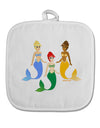 Three Mermaids White Fabric Pot Holder Hot Pad-Pot Holder-TooLoud-White-Davson Sales