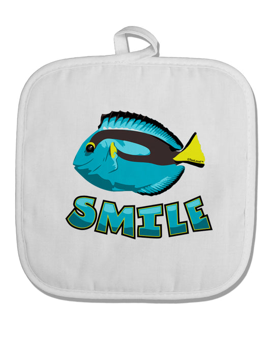 Blue Tang Fish - Smile White Fabric Pot Holder Hot Pad-Pot Holder-TooLoud-White-Davson Sales