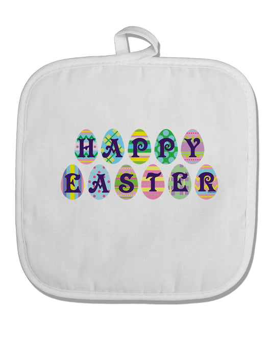 Easter Eggs Happy Easter White Fabric Pot Holder Hot Pad-Pot Holder-TooLoud-White-Davson Sales