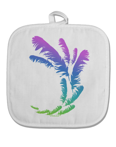 Tropical Feathers White Fabric Pot Holder Hot Pad-Pot Holder-TooLoud-White-Davson Sales