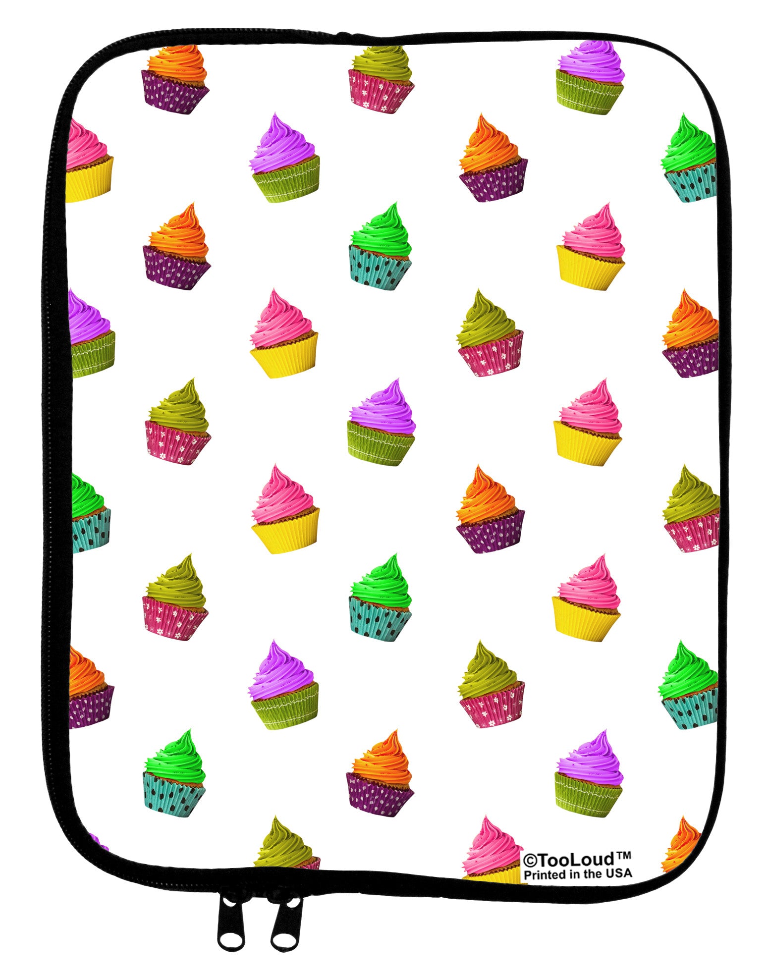 Real Cupcakes AOP 9 x 11.5 Tablet Sleeve All Over Print-TooLoud-White-Black-Davson Sales