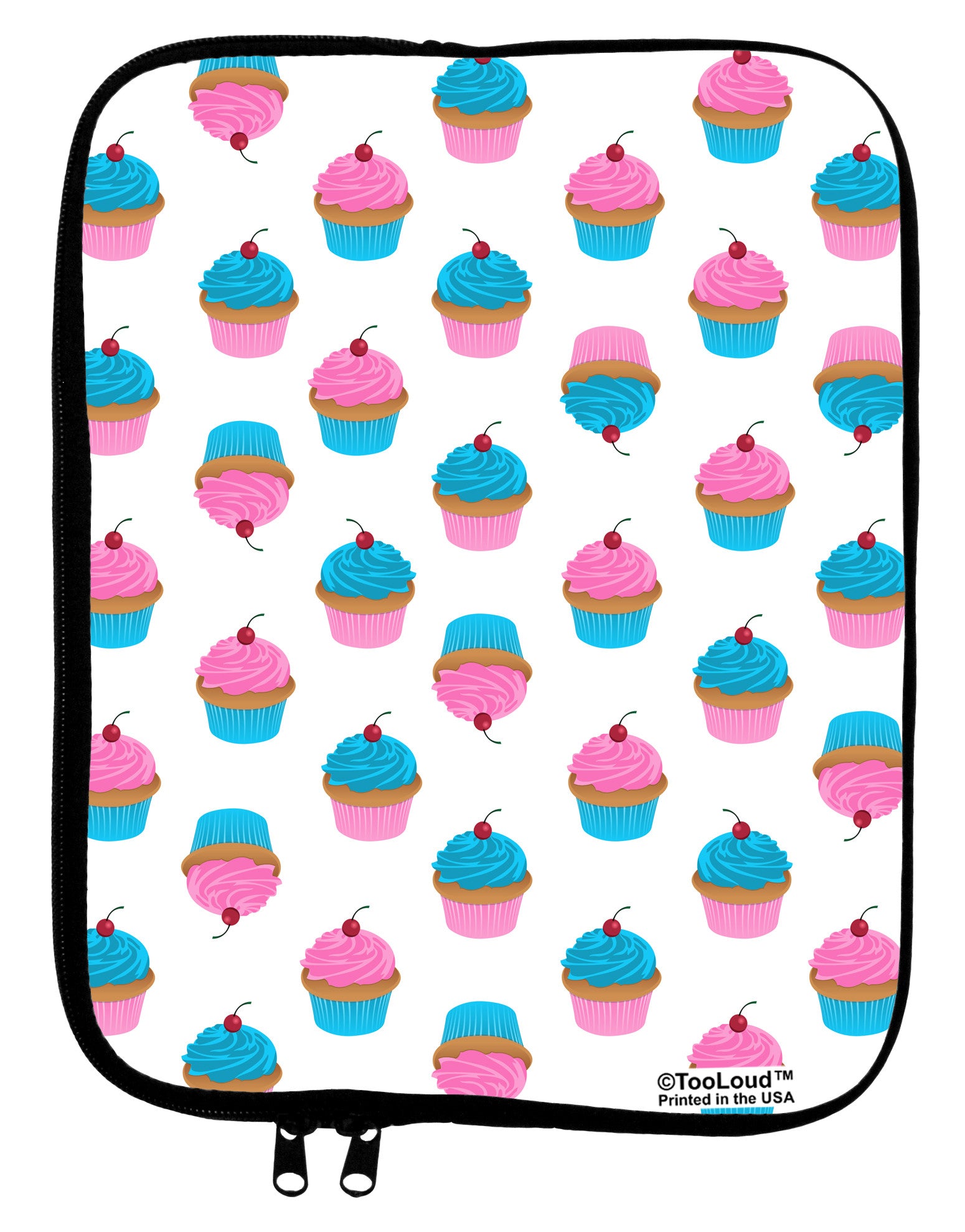 Cute Cupcakes AOP 9 x 11.5 Tablet Sleeve All Over Print-TooLoud-White-Black-Davson Sales