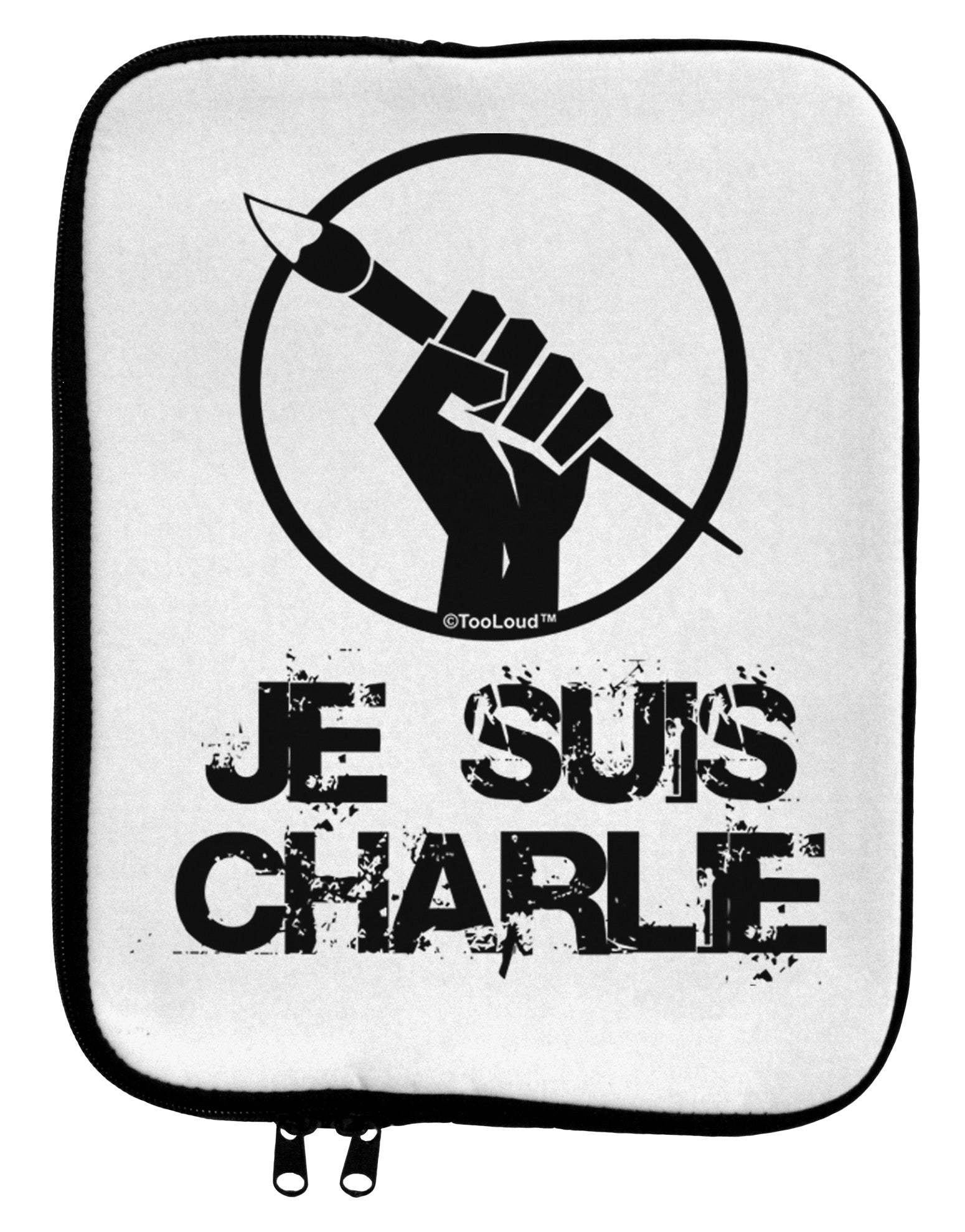 Je Suis Charlie 9 x 11.5 Tablet Sleeve-TooLoud-White-Black-Davson Sales