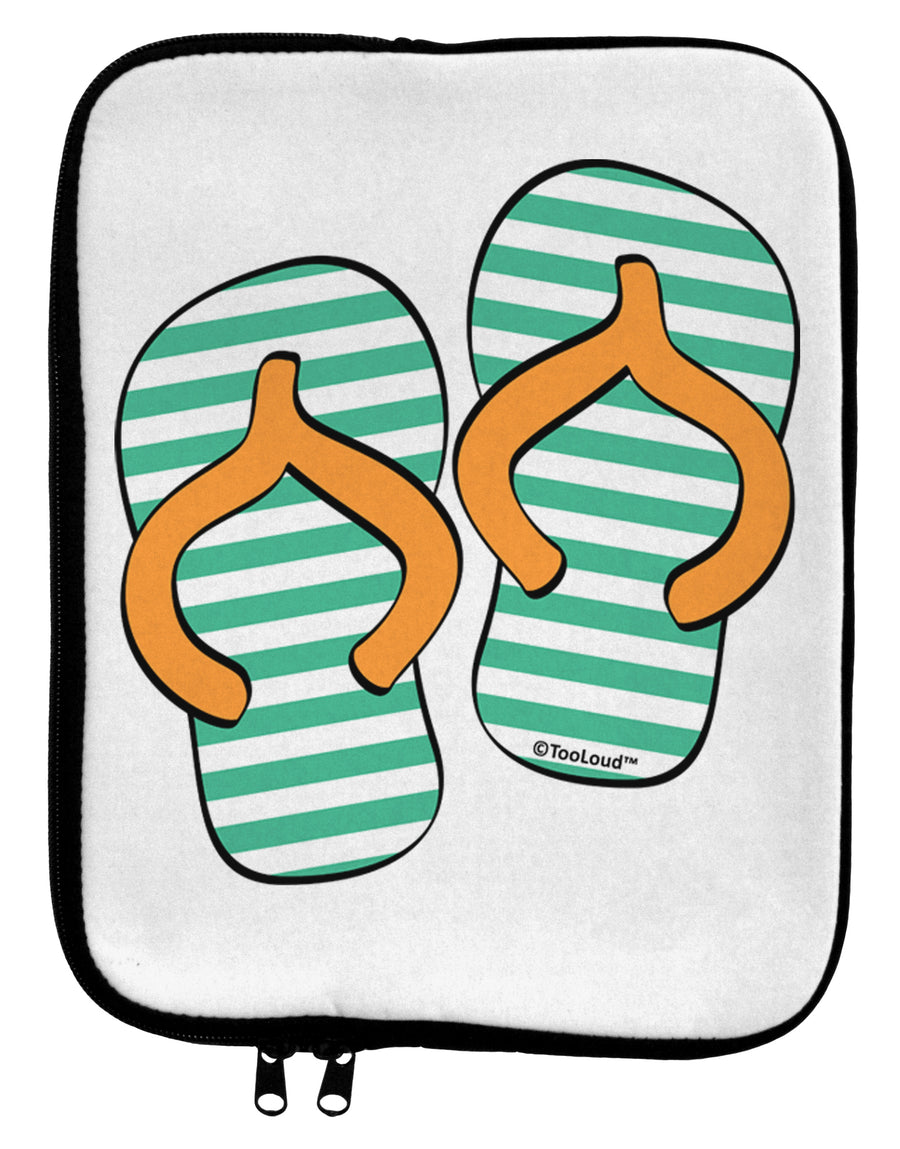 Striped Flip Flops - Teal and Orange 9 x 11.5 Tablet Sleeve by TooLoud-TooLoud-White-Black-Davson Sales