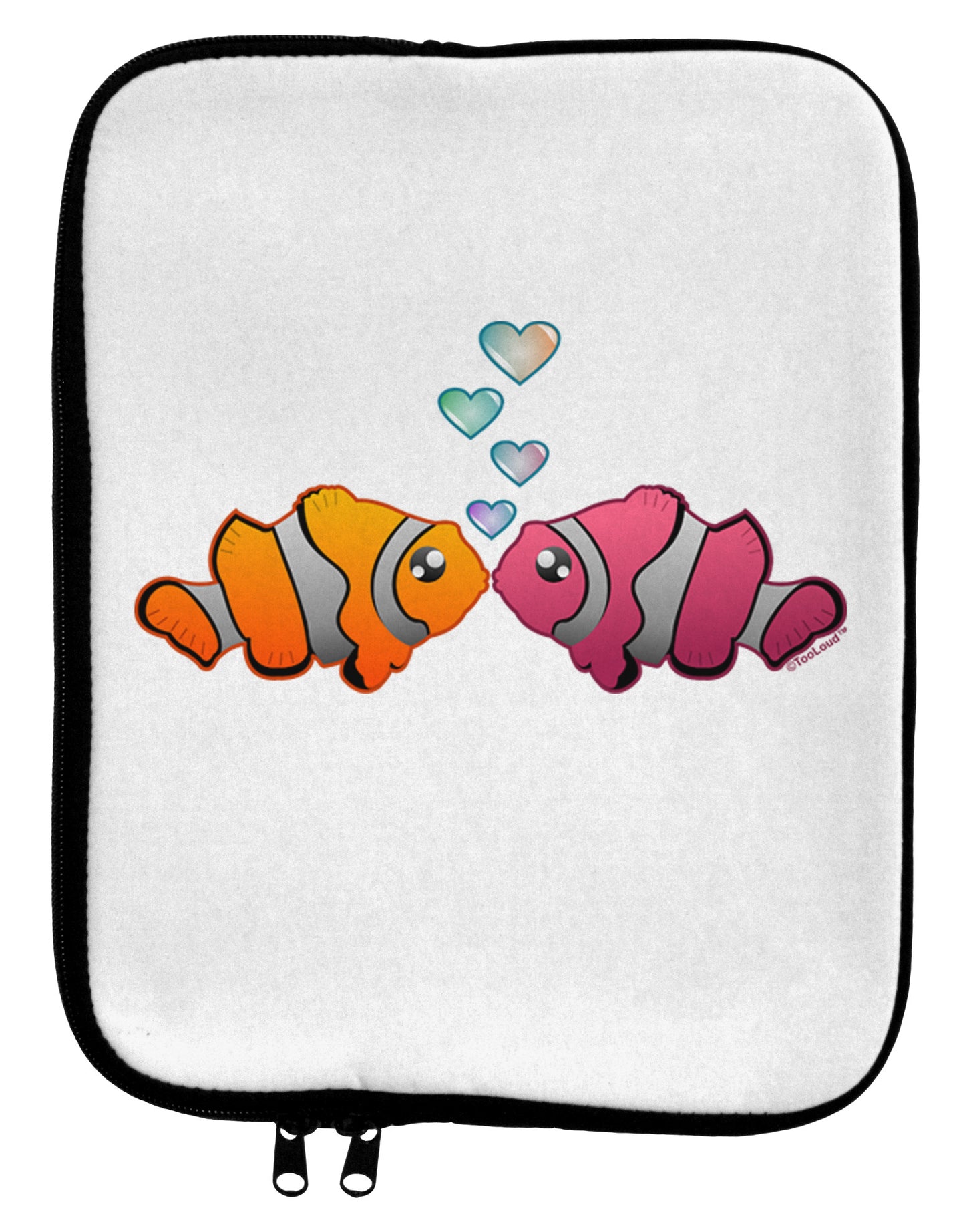 Kissy Clownfish 9 x 11.5 Tablet Sleeve-TooLoud-White-Black-Davson Sales
