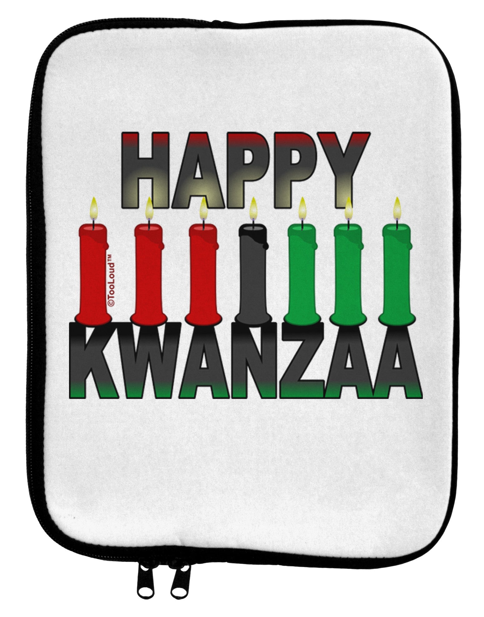 Happy Kwanzaa Candles 9 x 11.5 Tablet Sleeve-TooLoud-White-Black-Davson Sales