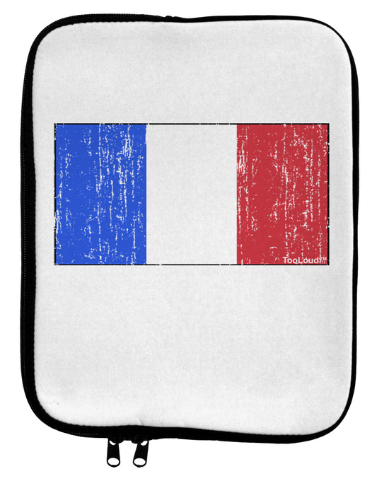 French Flag - France Distressed 9 x 11.5 Tablet Sleeve by TooLoud-TooLoud-White-Black-Davson Sales