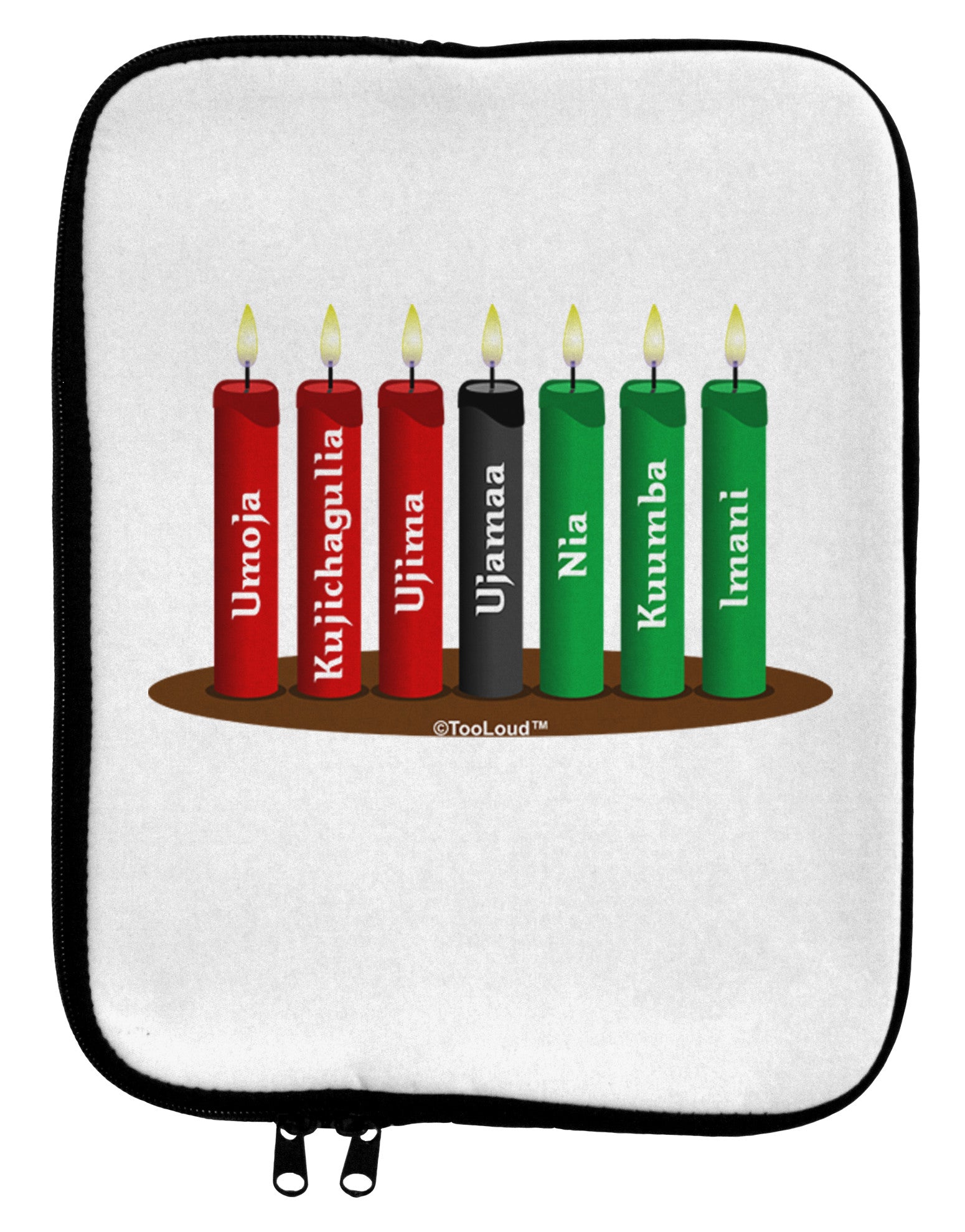 Kwanzaa Candles 7 Principles 9 x 11.5 Tablet Sleeve-TooLoud-White-Black-Davson Sales