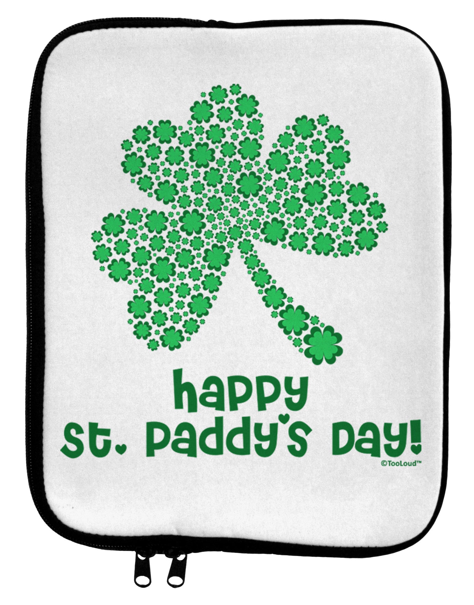 Happy St. Paddy's Day Shamrock Design 9 x 11.5 Tablet Sleeve by TooLoud-TooLoud-White-Black-Davson Sales
