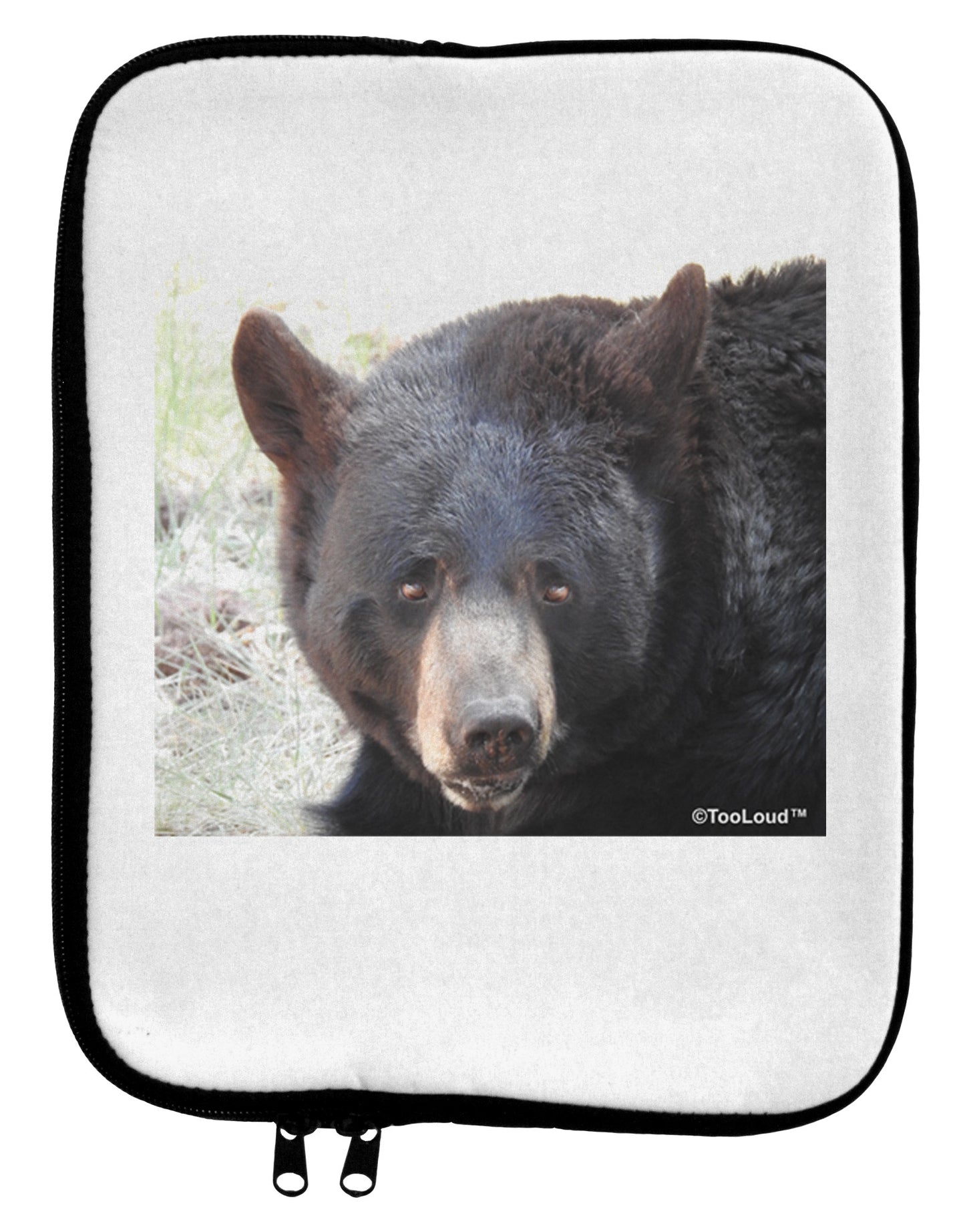 Staring Black Bear 9 x 11.5 Tablet Sleeve-TooLoud-White-Black-Davson Sales