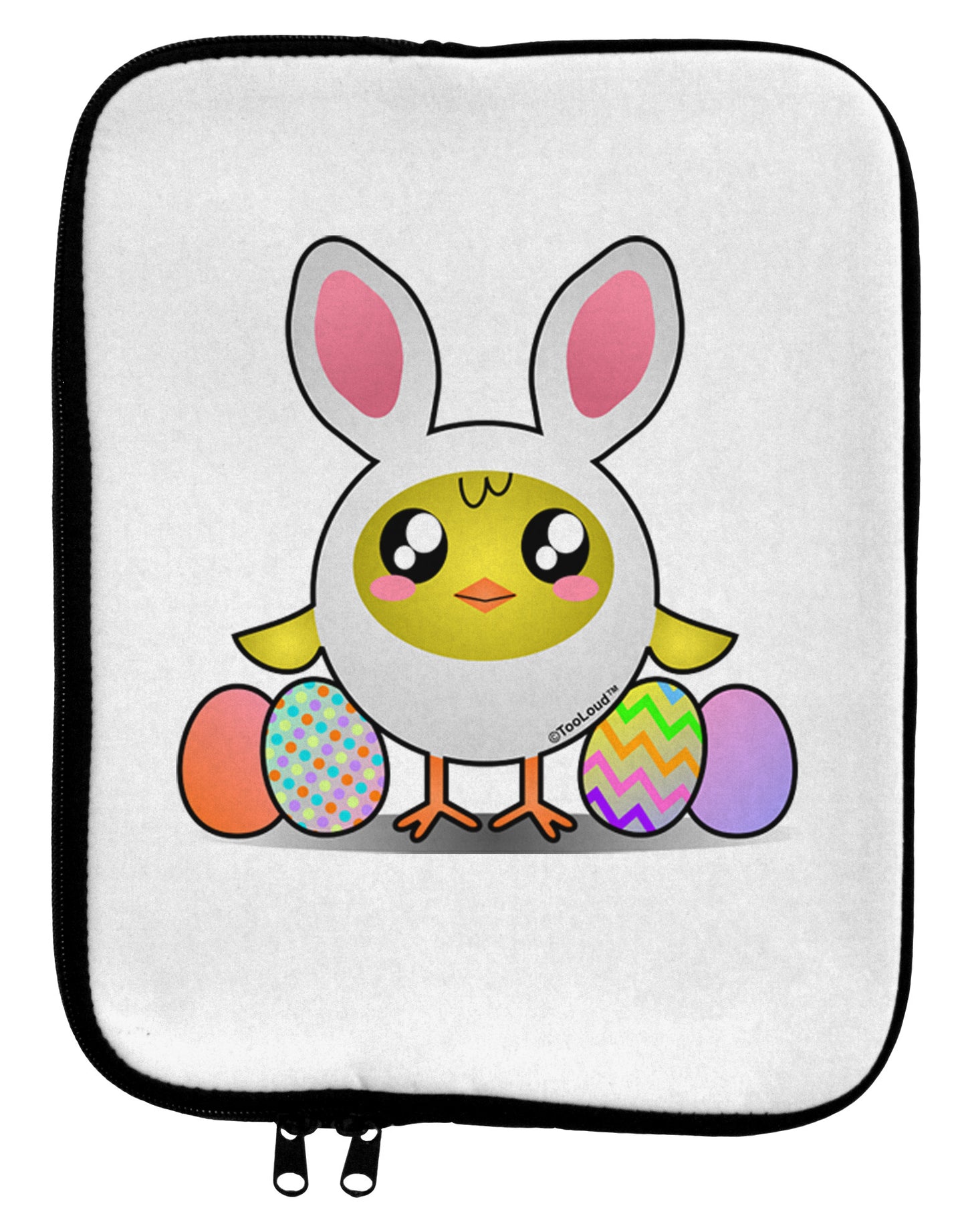 Chick In Bunny Costume 9 x 11.5 Tablet Sleeve-TooLoud-White-Black-Davson Sales