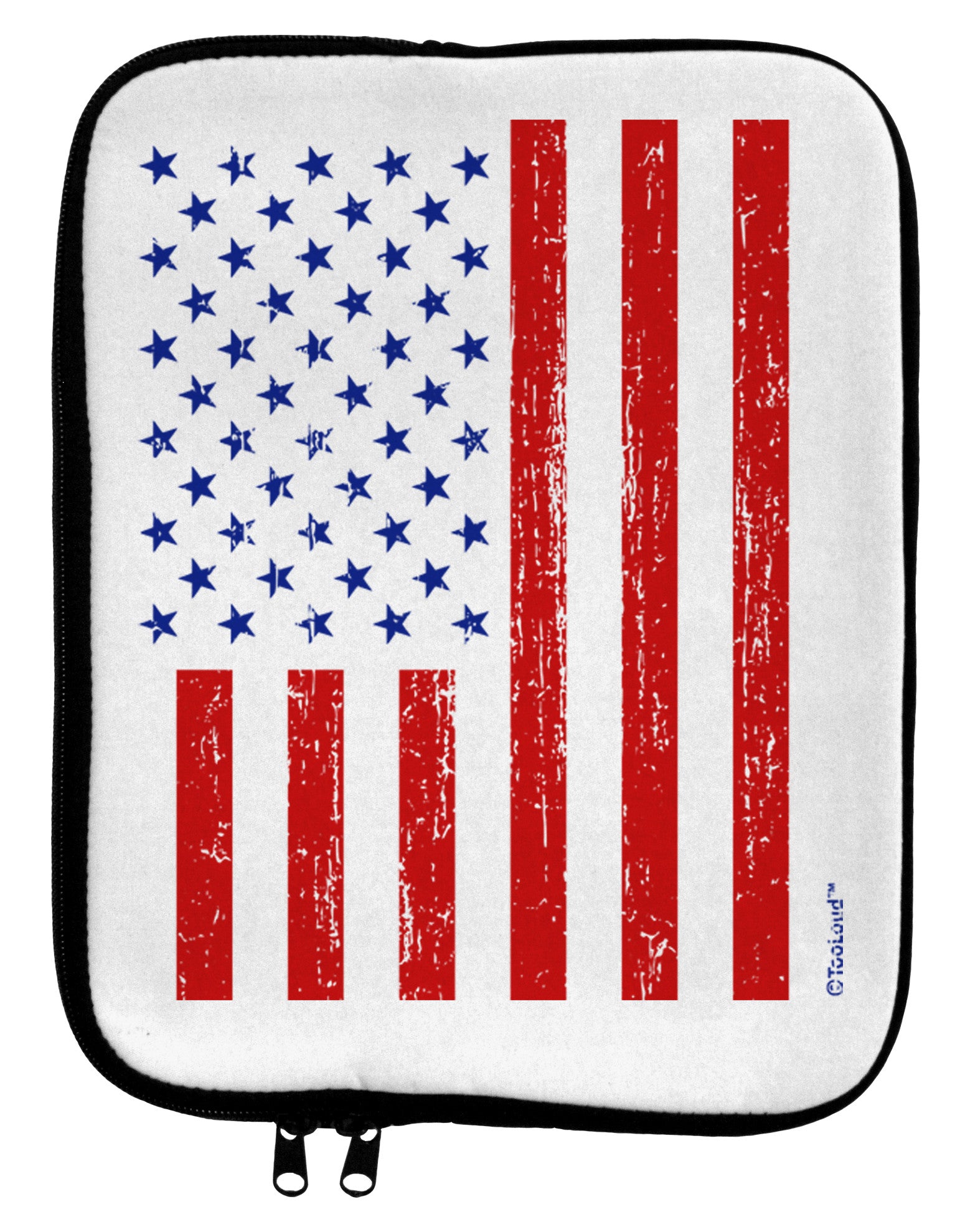 Red and Blue Stamp Style American Flag - Distressed 9 x 11.5 Tablet Sleeve by TooLoud-TooLoud-White-Black-Davson Sales