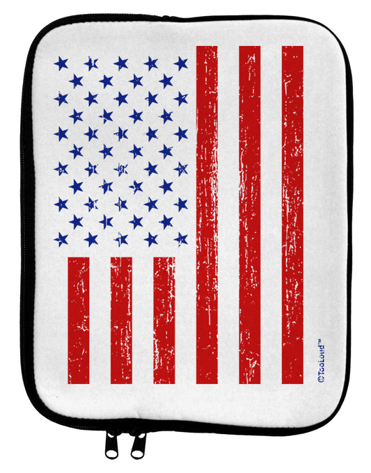 Red and Blue Stamp Style American Flag - Distressed 9 x 11.5 Tablet Sleeve by TooLoud-TooLoud-White-Black-Davson Sales