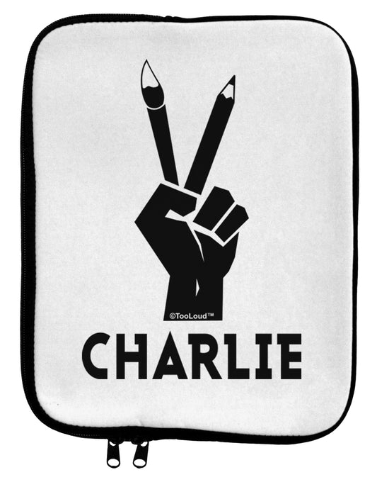 Hand Peace Sign - Charlie Design 9 x 11.5 Tablet Sleeve by TooLoud-TooLoud-White-Black-Davson Sales