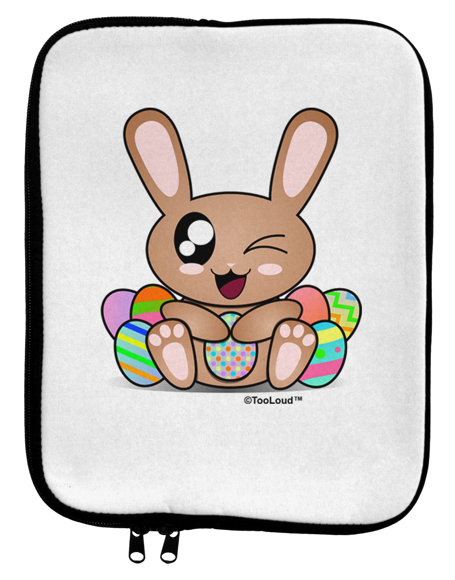 Cute Bunny with Eggs 9 x 11.5 Tablet Sleeve-TooLoud-White-Black-Davson Sales