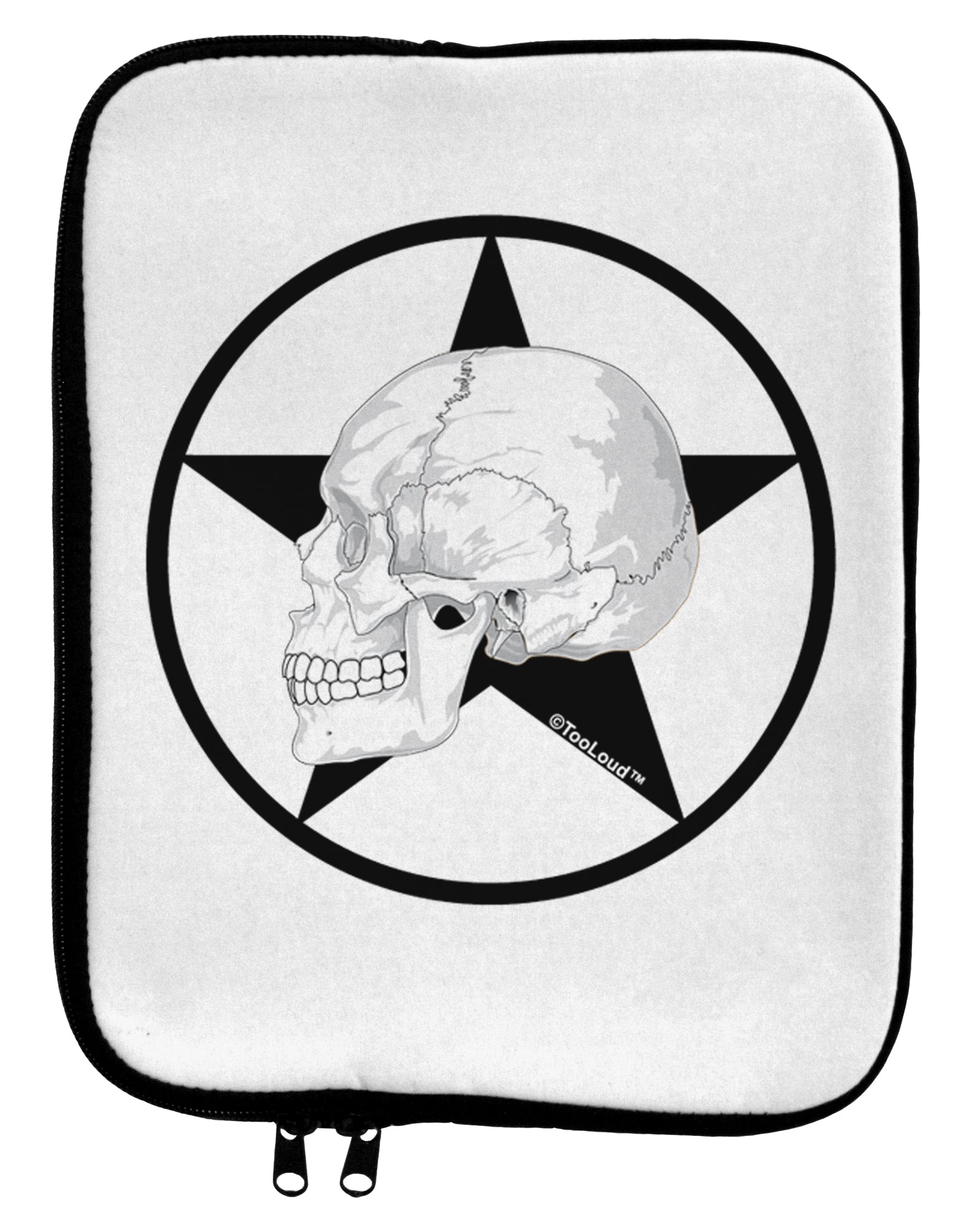 White Skull With Star 9 x 11.5 Tablet Sleeve by TooLoud-TooLoud-White-Black-Davson Sales