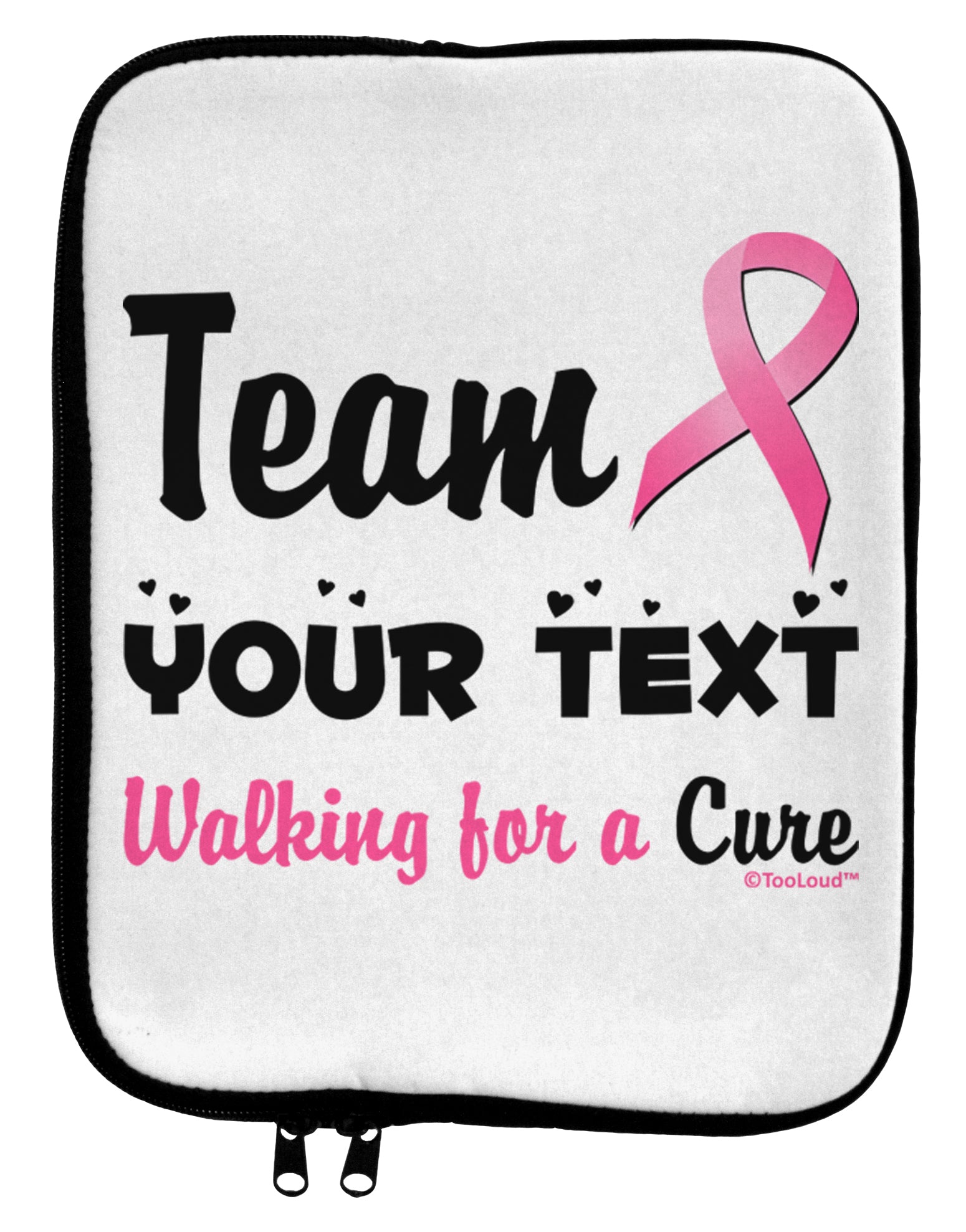 Personalized Team -Name- Breast Cancer Walk - Walking for a Cure 9 x 11.5 Tablet Sleeve by TooLoud-TooLoud-White-Black-Davson Sales