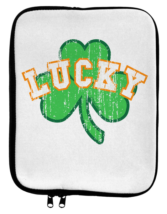 Lucky Shamrock Design Distressed 9 x 11.5 Tablet Sleeve by TooLoud-TooLoud-White-Black-Davson Sales