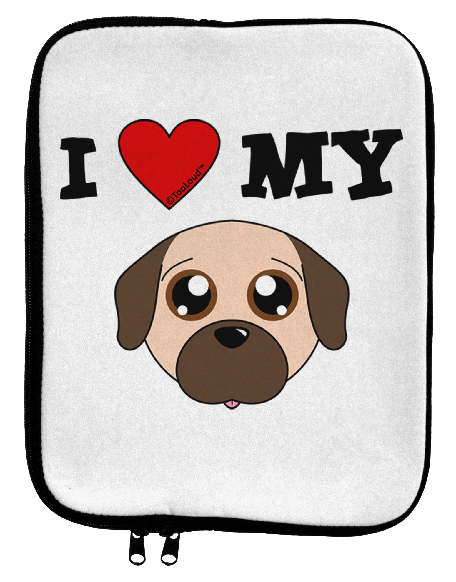 I Heart My - Cute Pug Dog - Fawn 9 x 11.5 Tablet Sleeve by TooLoud-TooLoud-White-Black-Davson Sales