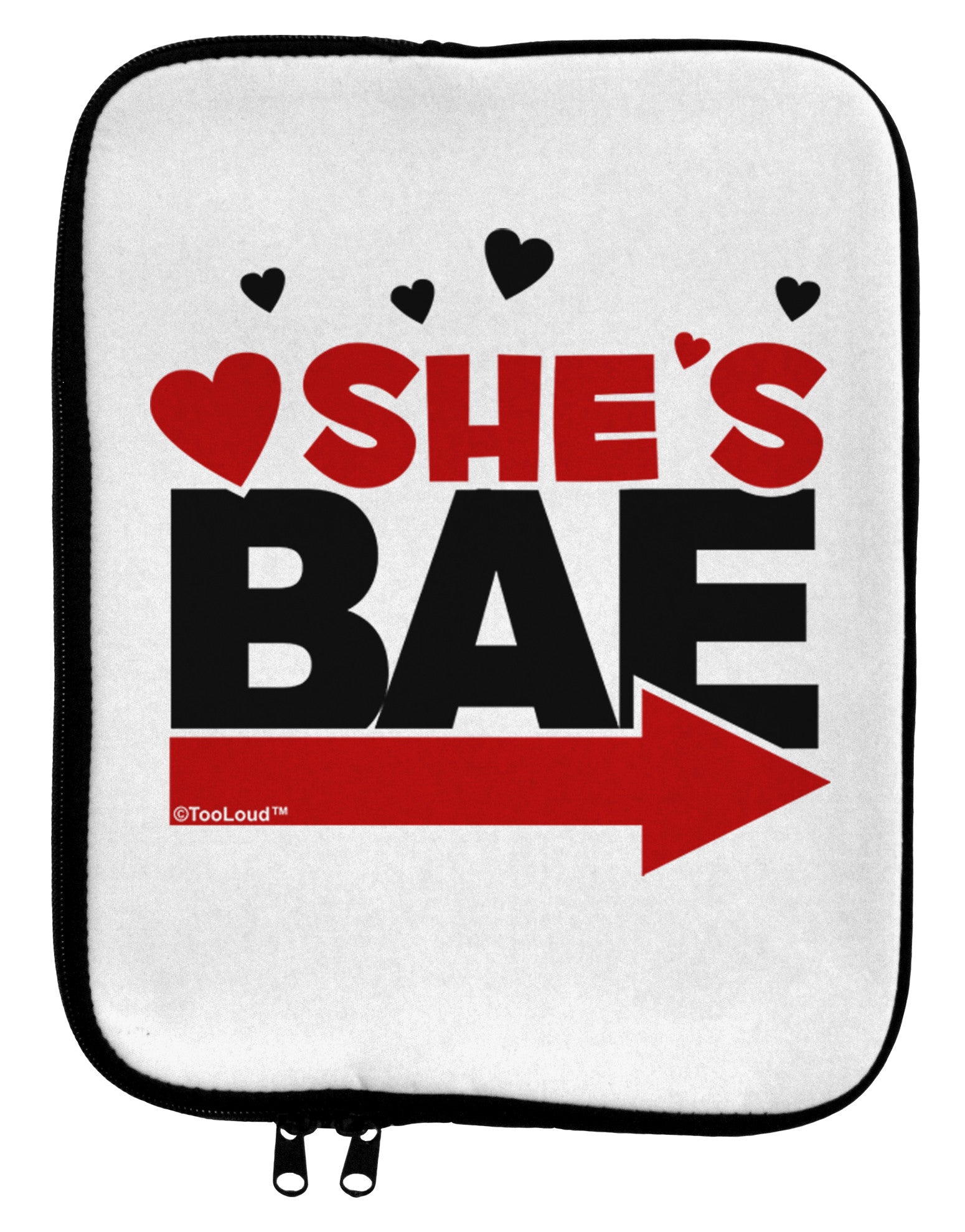 She's BAE - Right Arrow 9 x 11.5 Tablet Sleeve-TooLoud-White-Black-Davson Sales