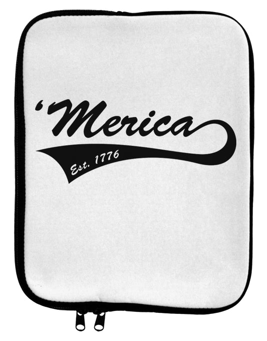 Merica Established 1776 9 x 11.5 Tablet Sleeve by TooLoud-TooLoud-White-Black-Davson Sales