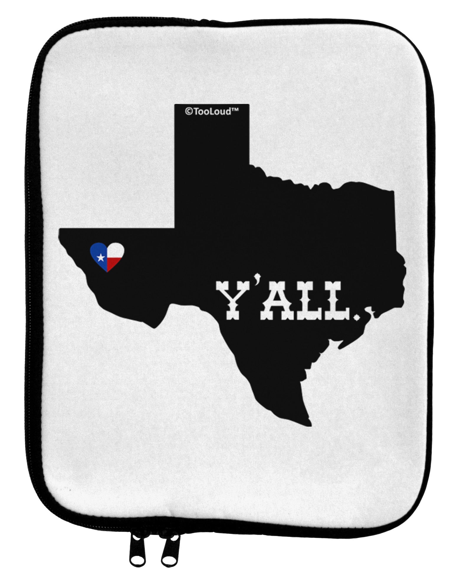 Texas State Y'all Design with Flag Heart 9 x 11.5 Tablet Sleeve by TooLoud-TooLoud-White-Black-Davson Sales