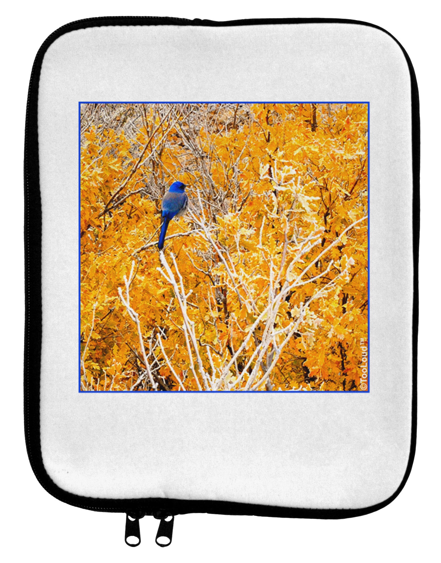 Blue Bird in Yellow 9 x 11.5 Tablet Sleeve-TooLoud-White-Black-Davson Sales