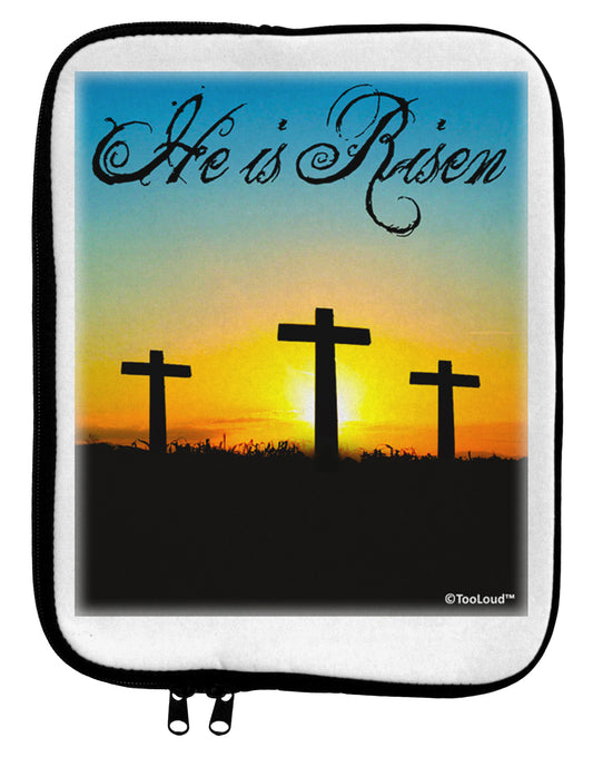 Three Crosses Sunrise - He Is Risen 9 x 11.5 Tablet Sleeve by TooLoud-TooLoud-White-Black-Davson Sales