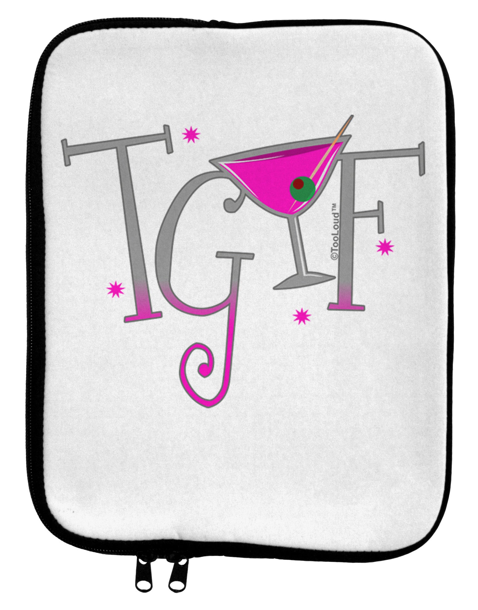 TGIF Martini 9 x 11.5 Tablet Sleeve-TooLoud-White-Black-Davson Sales