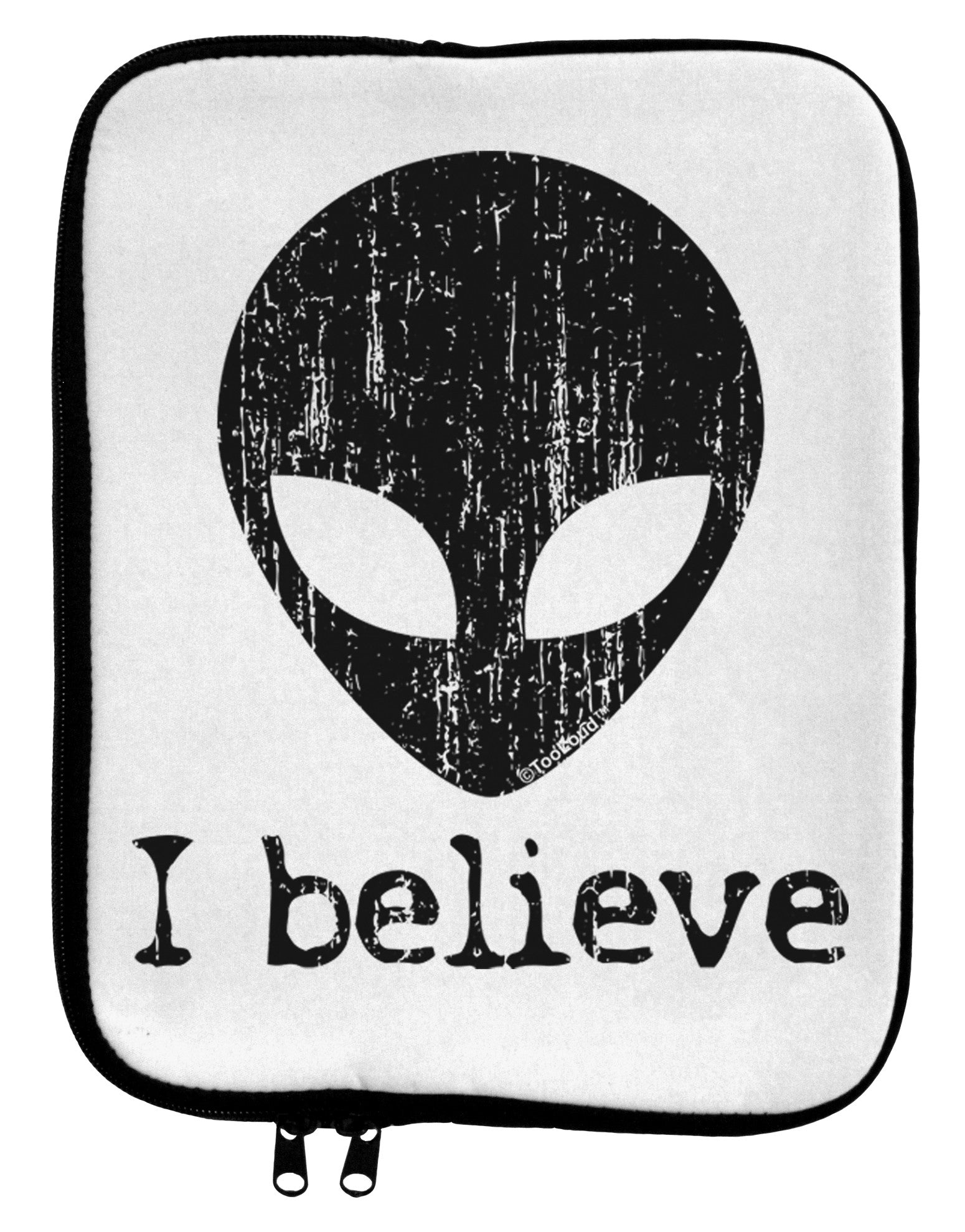 Extraterrestrial - I Believe Distressed 9 x 11.5 Tablet Sleeve by TooLoud-TooLoud-White-Black-Davson Sales