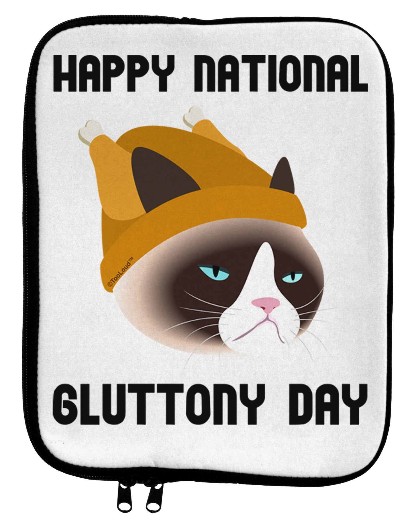 Gluttony Day Disgruntled Cat 9 x 11.5 Tablet Sleeve by TooLoud-TooLoud-White-Black-Davson Sales