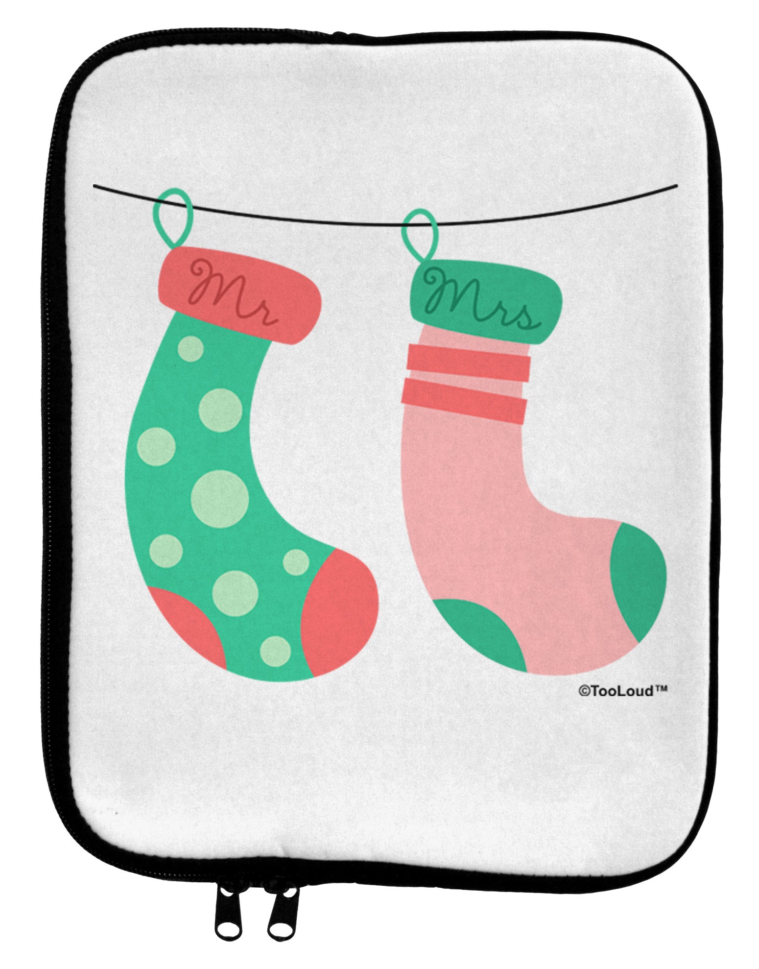 Cute Mr and Mrs Christmas Couple Stockings 9 x 11.5 Tablet Sleeve by TooLoud-TooLoud-White-Black-Davson Sales