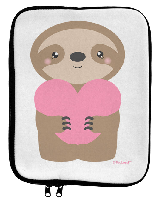 Cute Valentine Sloth Holding Heart 9 x 11.5 Tablet Sleeve by TooLoud-TooLoud-White-Black-Davson Sales