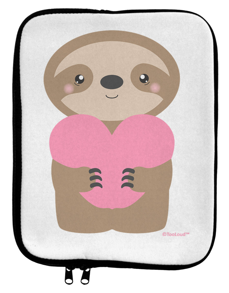 Cute Valentine Sloth Holding Heart 9 x 11.5 Tablet Sleeve by TooLoud-TooLoud-White-Black-Davson Sales