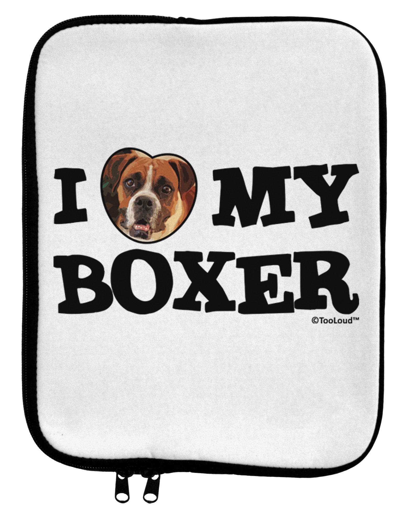 I Heart My Boxer 9 x 11.5 Tablet Sleeve by TooLoud-TooLoud-White-Black-Davson Sales