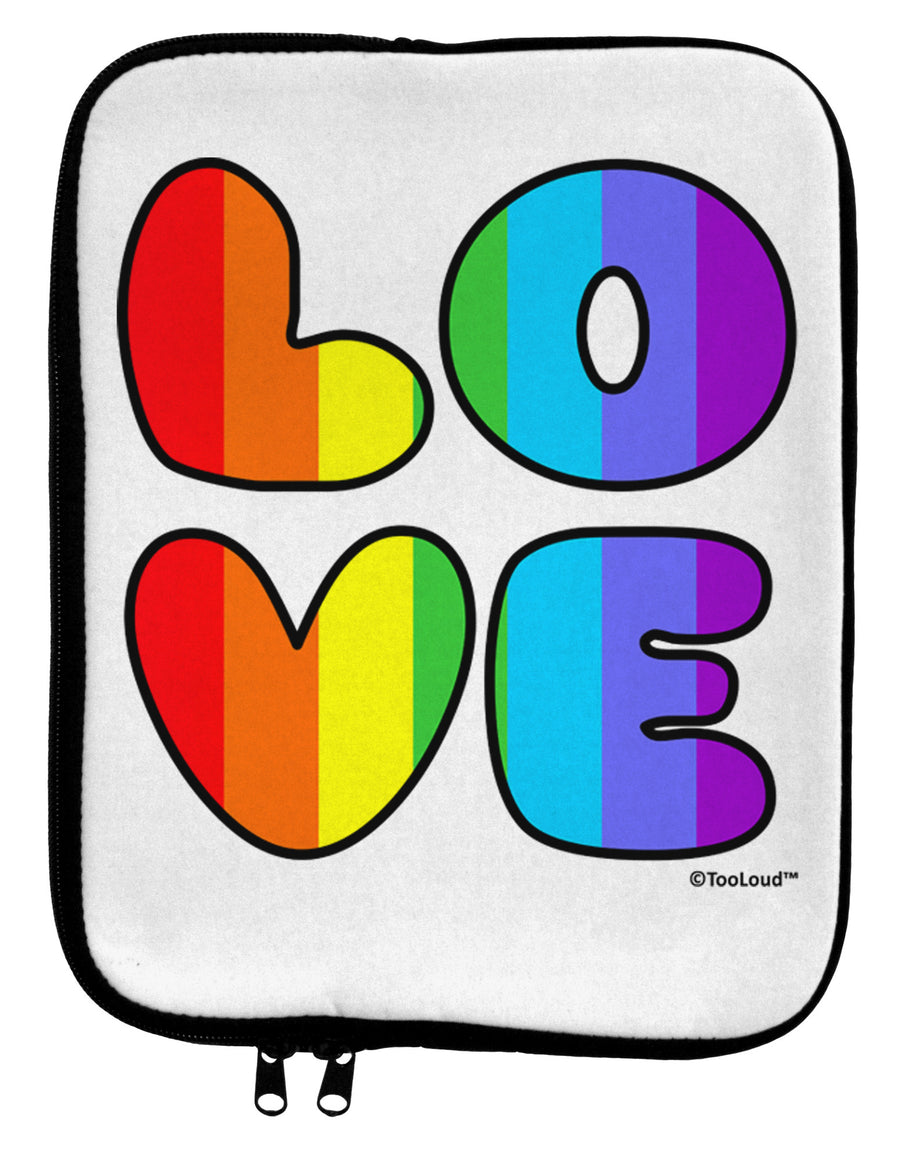 Rainbow LOVE Text 9 x 11.5 Tablet Sleeve by TooLoud-TooLoud-White-Black-Davson Sales