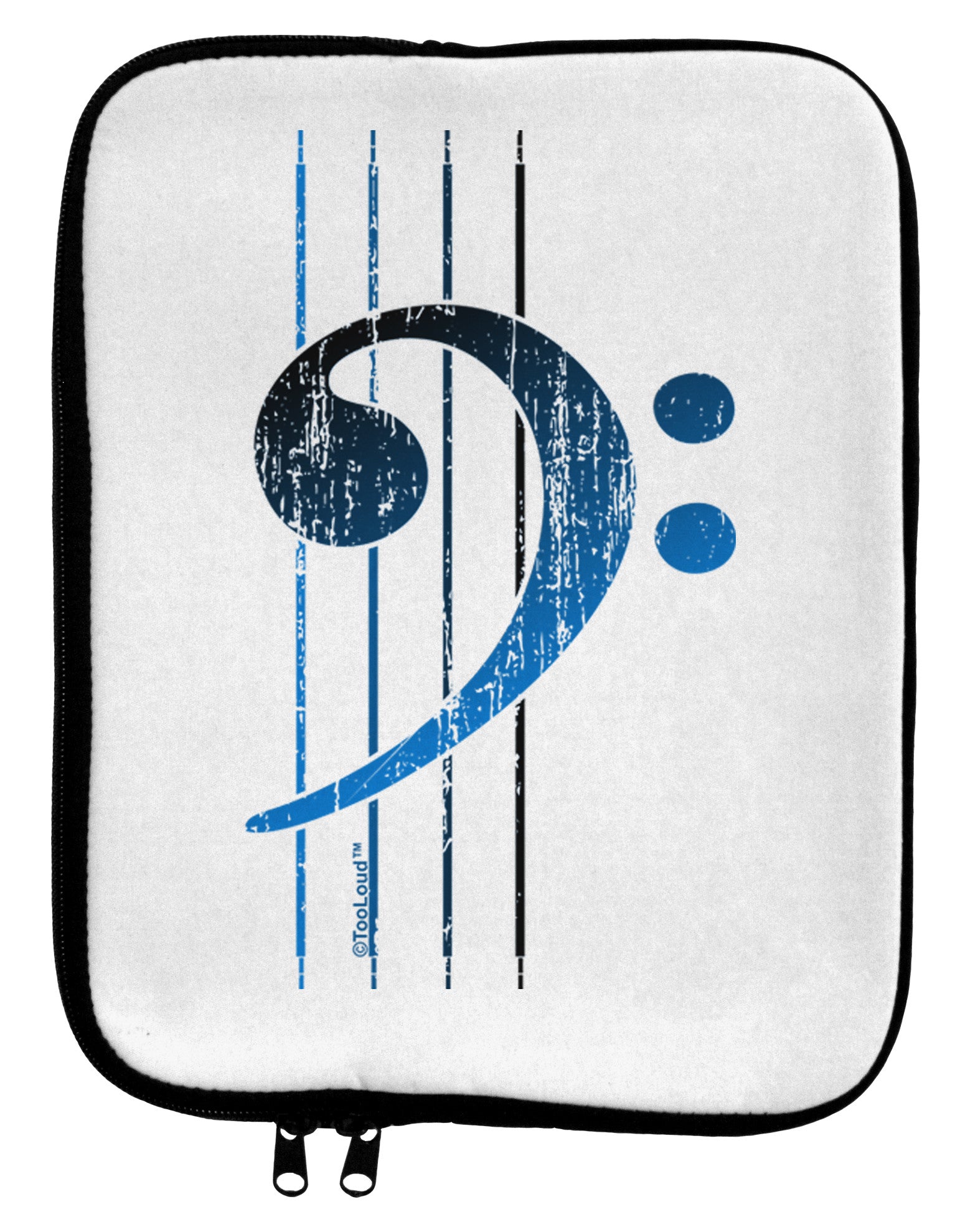 Distressed Bass Strings 9 x 11.5 Tablet Sleeve-TooLoud-White-Black-Davson Sales