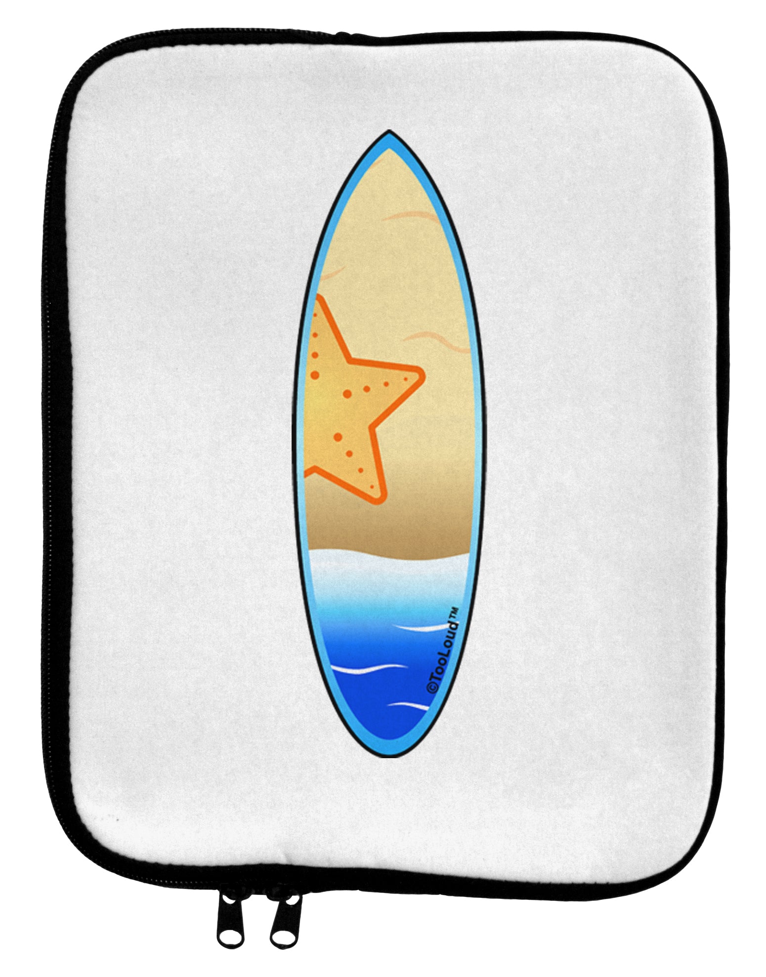 Starfish Surfboard 9 x 11.5 Tablet Sleeve by TooLoud-TooLoud-White-Black-Davson Sales